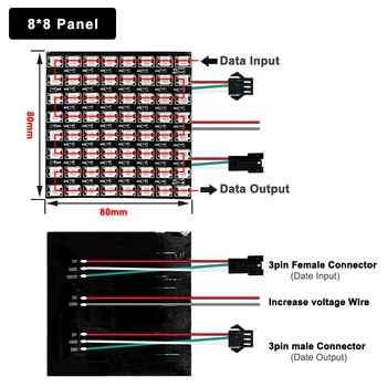 DC5V WS2812B Digitálny Panel 5050 RGB Matice Flexibilnej Individuálne Adresovateľné LED Pásy 16*16/8*32 /8*8 64/256Pixels