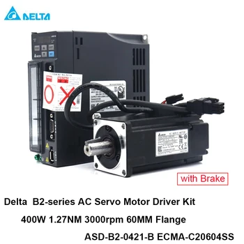 Delta 400W AC Servo Motor s Brzdou, 1.27 NM 3000rpm 60 MM ASD-B2-0421-B ECMA-C20604SS Servo Driver Kit & 3m Kábel
