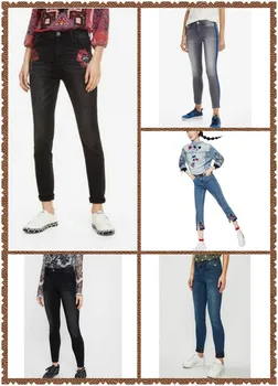 DESIGUAL španielsko zahraničných džínsy pre ženy strečové džínsy vysoký v strede zúžený chudá džínsy žena, roztrhané džínsy pre ženy