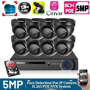 Detekcia tváre H. 265 POE 5MP kamerový Auta 8CH NVR KAMEROVÝ Systém 5megapixels Vonkajších CCTV Bezpečnostné 5MP POE IP Kamera