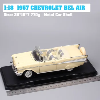Deti 1:18 veľké váhy vintage CHEVROLET BEL AIR 1957 chevy BELAIR Diecasts & Hračka Vozidlá, Kovové hračka Auto auto modely so suvenírmi
