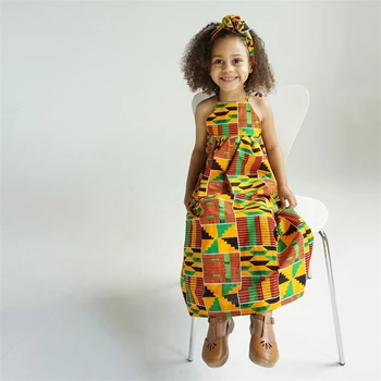 Deti Afriky Tradičné Šaty, Móda Tlačené Mimo Ramenný Elegantné Dashiki Dievčatá v Lete Dĺžka Podlahy Šaty s hlavový most