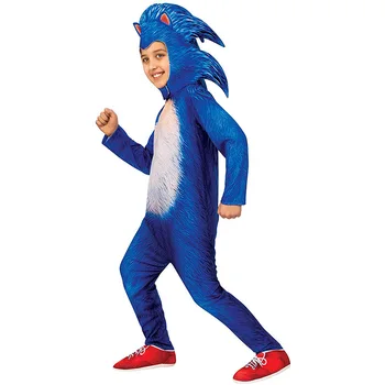 Deti, Chlapci Dievčatá Deluxe Sonic The Hedgehog Cosplay Kostýmy Deti Hra Halloween Charakter Jumpsuit Pokrývky Hlavy, Karneval, Party