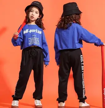 Deti Hip Hop Oblečenie pre Dievčatá, Jazz, Street Dance Kostým Dospievajúce Dievča Deti Dlhý Rukáv Športové Odevy Deti Dancewear Fáze Oblečenie