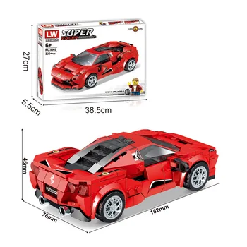 Deti Hračky Techniku, Stavebné Bloky, Červená Ferraris Super Auto Tehly Vzdelávacie Hračky Pre Chlapcov DIY Model Auta Mini Údaje Dary