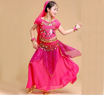 Deti Kostýmy Brušného Tanca pre Dievčatá Orientálna Fáze Kostýmy Brušného Tanca Nastaviť Chlapec Dievča Indický Bollywood Dance Vyhovovali Set 5 ks