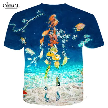 Deti Mora Anime T Shirt Top 3D Ryby Komické Vytlačené T-shirt Muži Ženy Harajuku Mikina Lete Obľúbený Čierny Čaj Tričko