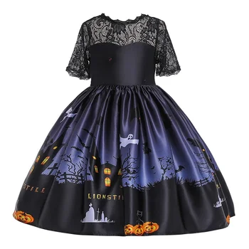 Deti oblečenie 2019 nové role-playing tlač šaty dievča princezná šaty detí Halloween party otvorenie módne šaty letné