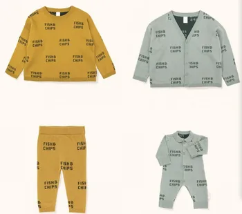 Deti Oblečenie Set sa 2019 zimné TC dievčatá chlapci pletené svetre nohavice detské celkovo jumpsuit deti ryby čipy cardigan