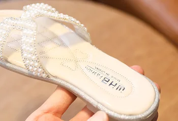 Deti Papuče pre Dievčatá Letné Topánky Domov Vonkajšie Perly Crystal Sandále, Papuče 2020 Módne 