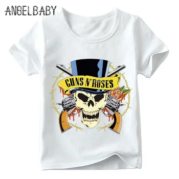 Deti Rocková Kapela Zbraň N Roses Print T shirt Letné Deti Hip Hop Hudba Topy Baby Chlapci/Dievčatá Lebky Oblečenie,HKP5196