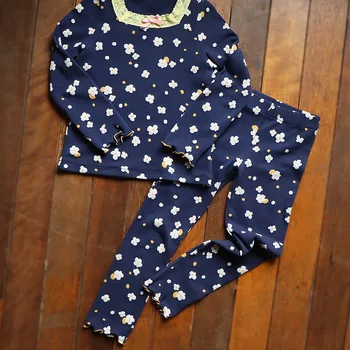 Deti Super Bavlnené Oblečenie Suit Baby Dievčatá Kvetinový Vzor, Tlačené Pyžamá T-shirt Nohavice 2ks Deti Pyžamo Nastaviť Princezná Pjs