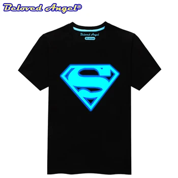 Deti T-Shirt Letné Bavlnené Tričká Unisex Tričko Top Svietiace Logo Vytlačené Čierne Tričko Chlapci Dievčatá Krátke Sleeve Tee Šaty