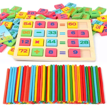 Detská Drevená Hračka Domino Blok Montessori Drevené Matematika Hračky pre Deti 3-4-5-6-7-8 Rokov Počítanie Hra, Vtipné Darčeky Deti