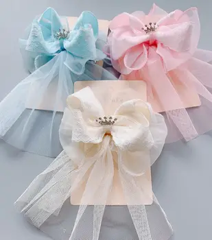 Detské headdress vlasy príslušenstvo čipky čela clip top roztomilý svadobný kvet dievča