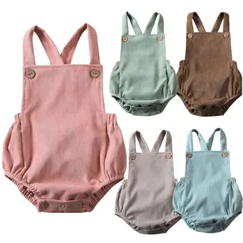 Detské Letné Oblečenie Novorodenca Chlapčeka Dievčatá Jumpsuit Menčestrové Šaty Backless Oblečenie