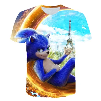 Detské letné Sonic the hedgehog T ShirtClothing Chlapci Krátky Rukáv T-shirt Deti Chlapec Bežné Roztomilý T-shirt 4-14Years sonic Tričko