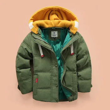 Detské Nadol Bunda 4-10 TON Rokov zime deti vrchné oblečenie chlapci bežné teplé kapucí bunda pre chlapca pevné chlapci teplé kabáty