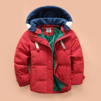Detské Nadol Bunda 4-10 TON Rokov zime deti vrchné oblečenie chlapci bežné teplé kapucí bunda pre chlapca pevné chlapci teplé kabáty