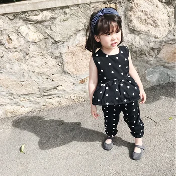 Detské Oblečenie Dievčatá Oblečenie Letné Polka Dot 2ks Oblek Pre Dievčatá, Baby Girl Šaty