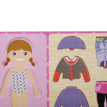 Detské Oblečenie Zodpovedajúce Deti Puzzle, Drevené Hračky Pre Deti Raného Vzdelávania Obrázok Puzzle Hry Baby Chlapci, Dievčatá Zdobiť Hračky Darček