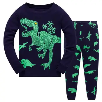 Detské Pyžamo Deti Plná Rukáv Cartoon Dinosaura T košele, Topy+ Nohavice, Pyžamá Sleepwear Oblečenie Nastaviť Deti, chlapčeka Pyžamá