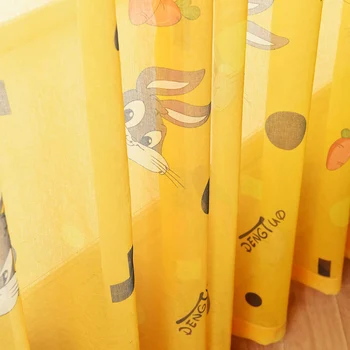 Detské Roztomilý Kreslený Králiky Záves pre Obývacia Izba Chlapec Dievča je Roztomilý Žltá Zatmenie Opony pre Dieťa Izba Bedroo#VT