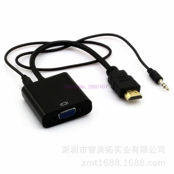 Dhl 50pcs Mužov a Žien HDMI Konvertor VGA Adaptér s Audio Kábel pre PC, Notebook Tablet Podpora HDTV 1080P