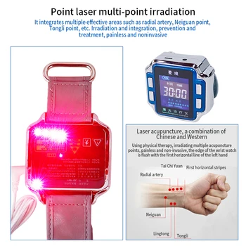 Diabetická Náramkové Hodinky Polovodičové Laserové Terapie, Sledovať 650nm Svetlo Vlna Hypertenzia Liečbe Krvného Čistenie Prístroja