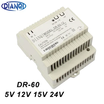 DIANQI Din lištu napájací zdroj 60W, 5V 12V 24V power suply 24V 60 W ac dc converter kvalitné DR-60-24 DR-60-5 DR-60-12 DR-60-15