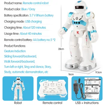 Diaľkové Ovládanie Robot Multi-funkcia Nabíjania cez USB detské Hračky RC Robot Bude Spievať Tanečné Akcie Obrázok Gesto Senzor Robot