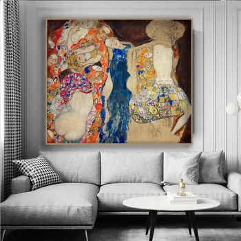 Die Braut Gustav Klimt Kiss olejomalieb Tlač Na Plátno Sexy Žena Wall Art Plagáty Známeho Klasického Umenia Obraz Domova