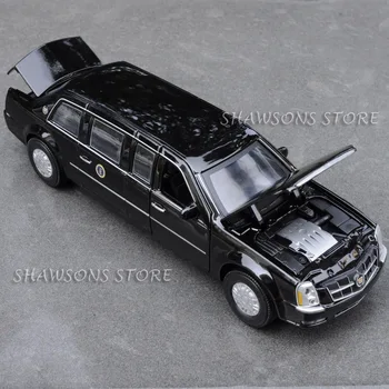 Diecast Kov 1:32 Model Auta, Hračky, Vytiahnuť Späť Cadillac DTS Prezidentská Limuzína Replika S Zvuk a Svetlo