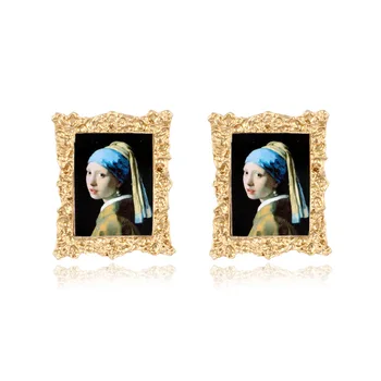 Dievča S Pearl Náušnice Mona Lisa Na Výšku Na Šírku Olej Maľovanie Náušnice Pre Ženy Obľúbené Šperky Známeho Diela Štýl Earing