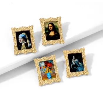 Dievča S Pearl Náušnice Mona Lisa Na Výšku Na Šírku Olej Maľovanie Náušnice Pre Ženy Obľúbené Šperky Známeho Diela Štýl Earing