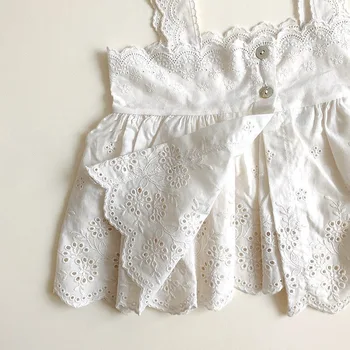 Dievčatá Boutique Oblečenie Set Baby Krst Oblečenie Vyhovovali Novorodenca S Dlhým Rukávom Bavlna Remienky Biele Čipky Šaty, Klobúk Dieťa Výstroj