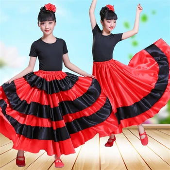 Dievčatá Flamenco Sukne Španielsky Flamenco Šaty Zbor Fáze Výkonu Gypsy Dance Sukne Žena Červená Býčích Zápasov, Flamengo Šaty