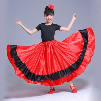 Dievčatá Flamenco Sukne Španielsky Flamenco Šaty Zbor Fáze Výkonu Gypsy Dance Sukne Žena Červená Býčích Zápasov, Flamengo Šaty