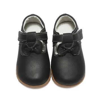 Dievčatá originálne kožené topánky solid white black deti topánky deti T-popruh bowtie jednotné školy topánky, svadobné formálne neformálne nové