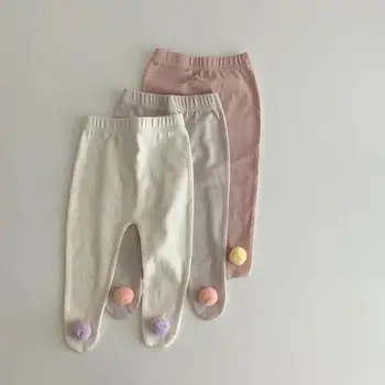 Dievčatá Pančuchové Nohavice Pompom Dizajn Baby Girl Pantyhose Chlapčeka Na Jar A Na Jeseň Nové Nohavice Čipky Osadenie