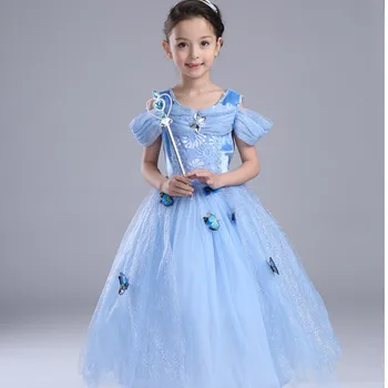 Dievčatá Princezná Zdobiť Kostým s 10 Motýle Deti bez Rukávov Princess Party Šaty pre Halloween Narodeniny Sprievod
