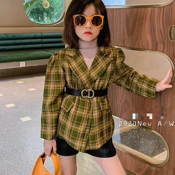 Dievčenské farby jesene roku 2020 nový kórejský štýl detí vyhovovali koberčeky bunda klesnutie tričko all-zápas kožené nohavice