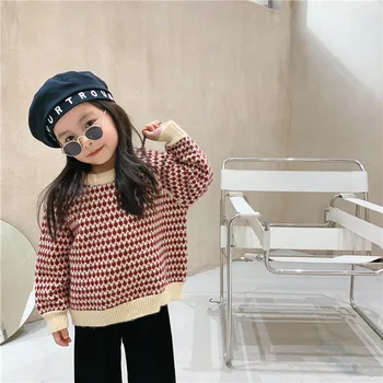 Dievčenské Hrubý Sveter kórejský 2021 Nové Módne Voľné Top Detí Klesnutie Oblečenie Jesenné A Zimné Bundy Oblečenie Pre Dievčatá