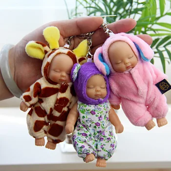 Dieťa bábiky, plyšové Bjd bebe reborn bábiky Keychain hračka pre deti, dievčatá Vianočný darček pvc deti baby born hračka Kĺby môžu pohybovať 12 cm