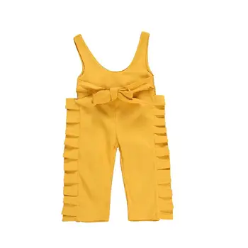 Dieťa Deti, Baby, Dievčatá Volánikmi Romper Šaty bez Rukávov Bowknot Celkovo Kombinézach Oblečenie Letné Sunsuit 0-5Y