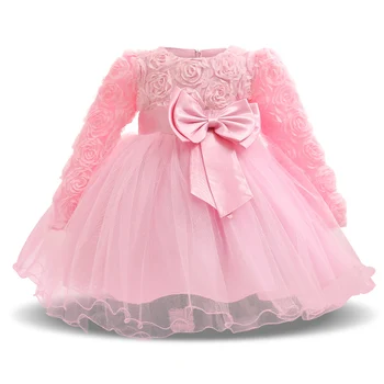 Dieťa Dievča Oblečenie Novorodenca Dievča Oblečenie, Detské Ružové Šaty pre Dieťa Krstom 1 Rok Narodeninovej Party Vestidos Infantil 12 24M