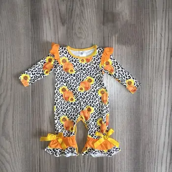 Dieťa dievča oblečenie pre baby halloween romper dieťa batoľa leopard slnečnice tekvica romper
