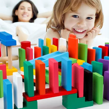 Dieťa Dreva 12 farieb 120 tabliet Domino obsahuje sada 10 ks Domino je príslušenstvo Deti Montessori Drevené Stavebné Bloky Hračky