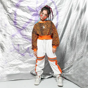 Dieťa Hip Hop Oblečenie Leopard Mikina Plodín Top Tričko Dlhý Rukáv Bezec Nohavice pre Dievča, Chlapca, Tanečné Kostýmy Streetwear Oblečenie