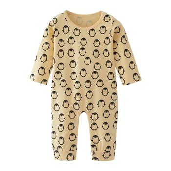 Dieťa Novorodenca Chlapec Oblečenie Remienky Cartoon Penguin Vzor Dlhý Rukáv Jumpsuit Romper Oblečenie, Oblečenie Pre Dievčatká